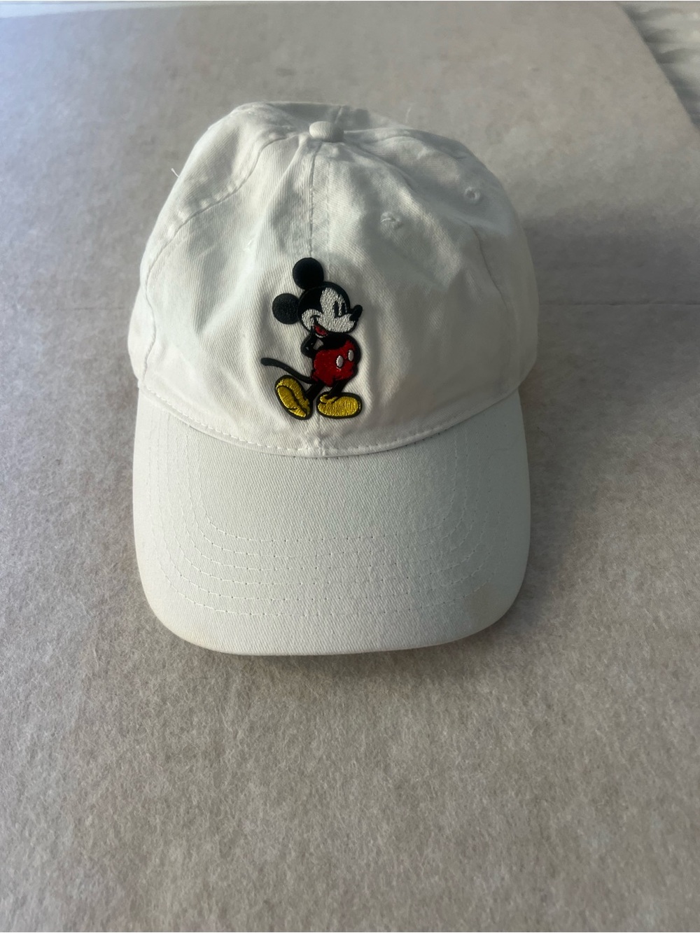 White Women's Baseball Cap with Embroidered Character Accent